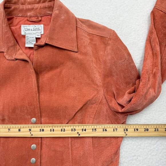 VTG Y2K Live a Little Suede Snap Front Jacket Rust Orange Western Boho Womens PM - Picture 10 of 12